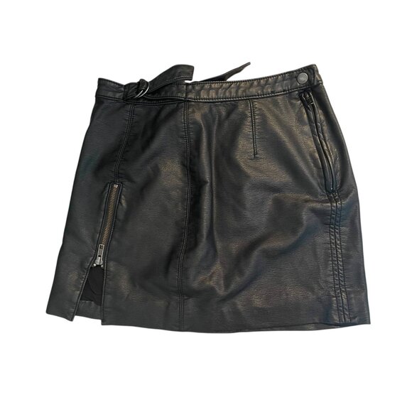 Free People Black Faux Leather Mini Skirt - Women’s Size 2, Edgy Chic Style - Picture 1 of 9
